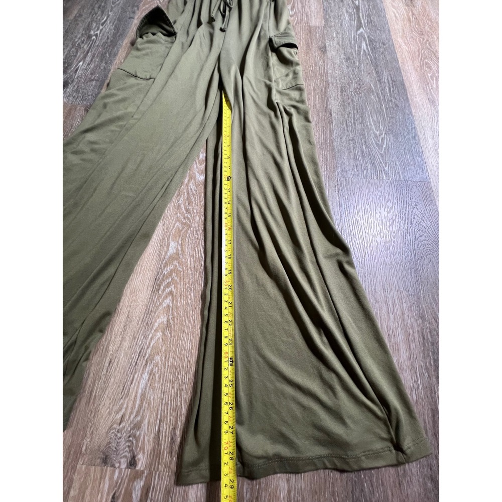 Almost Famous Cargo Jumpsuit Womens Medium Olive Green Utility Wide Leg - Picture 5 of 7